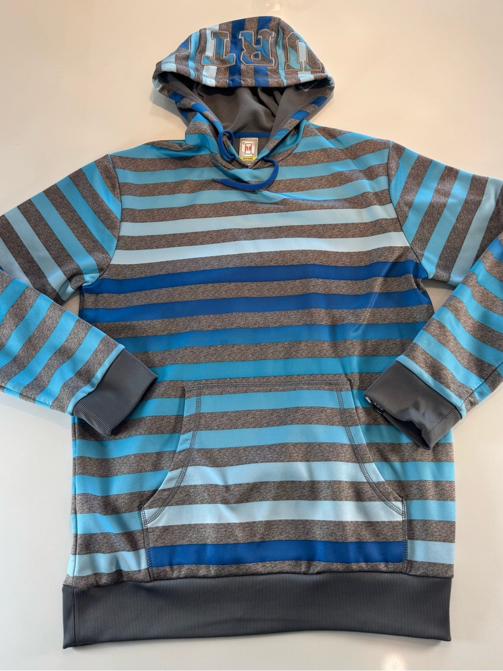 Men's Striped Hooded Pullover Sweatshirt - Blue & Gray